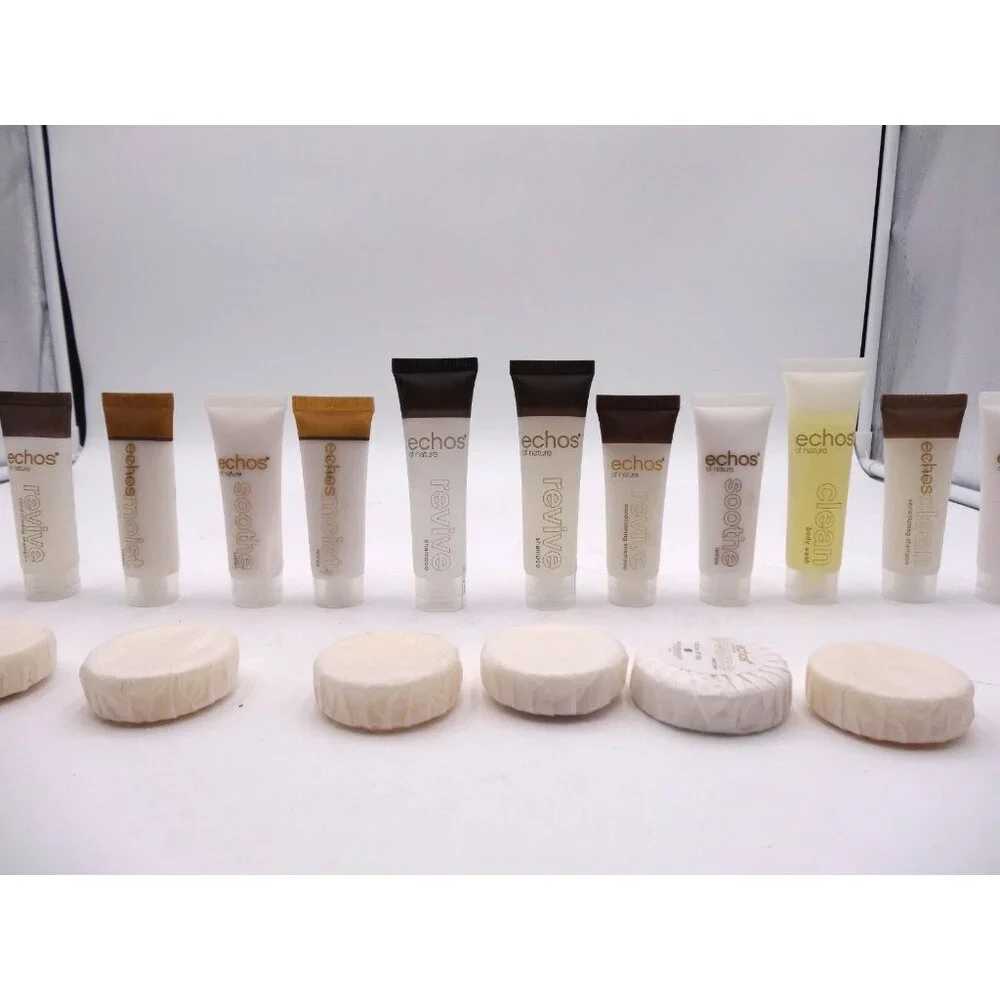 Echos of Nature 25 Pieces Lotion 1.25 oz Soap sealed travel size 1.5 oz Shampoo